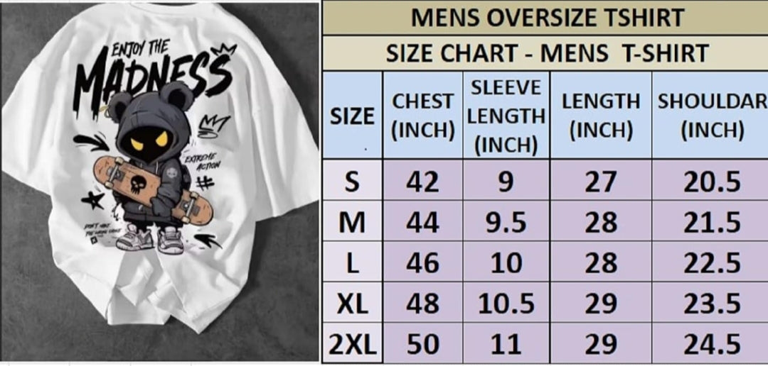 Enjoy The Madness Graphic Printed Oversized T-Shirt for Men | Streetwear Cotton Loose Fit Tee